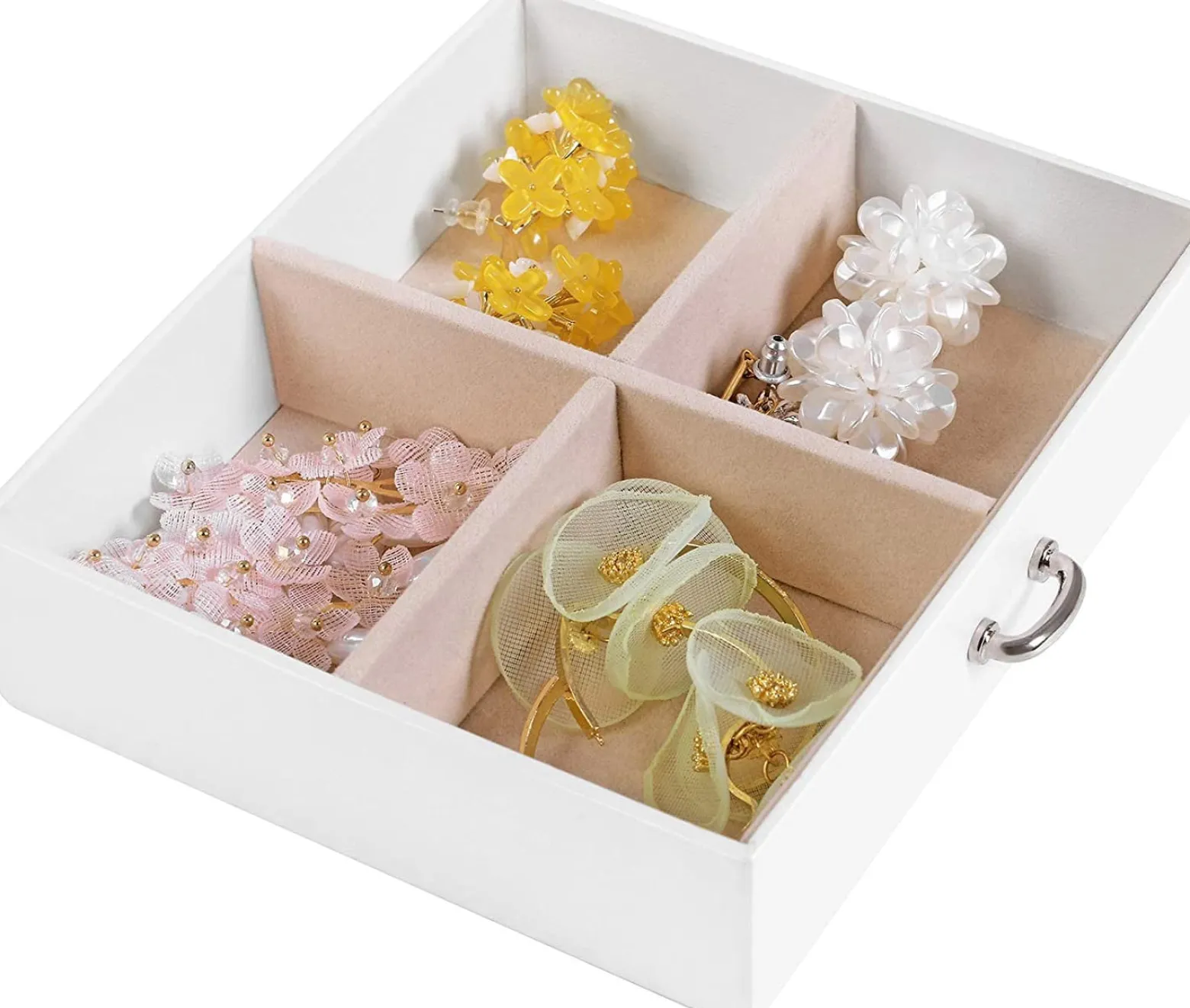 Szkatułka na biżuterię biała 3 poziomy organizer 12x17,5x13,5 cm