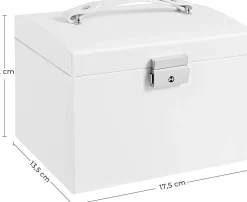 Szkatułka na biżuterię biała 3 poziomy organizer 12x17,5x13,5 cm