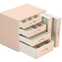 Szkatułka na biżuterię ekoskóra 26x22x18 cm różowy organizer
