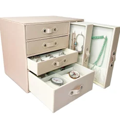 Szkatułka na biżuterię ekoskóra 26x22x18 cm różowy organizer