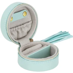 Szkatułka na biżuterię okrągła 8x5 cm miętowy organizer