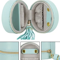 Szkatułka na biżuterię okrągła 8x5 cm miętowy organizer