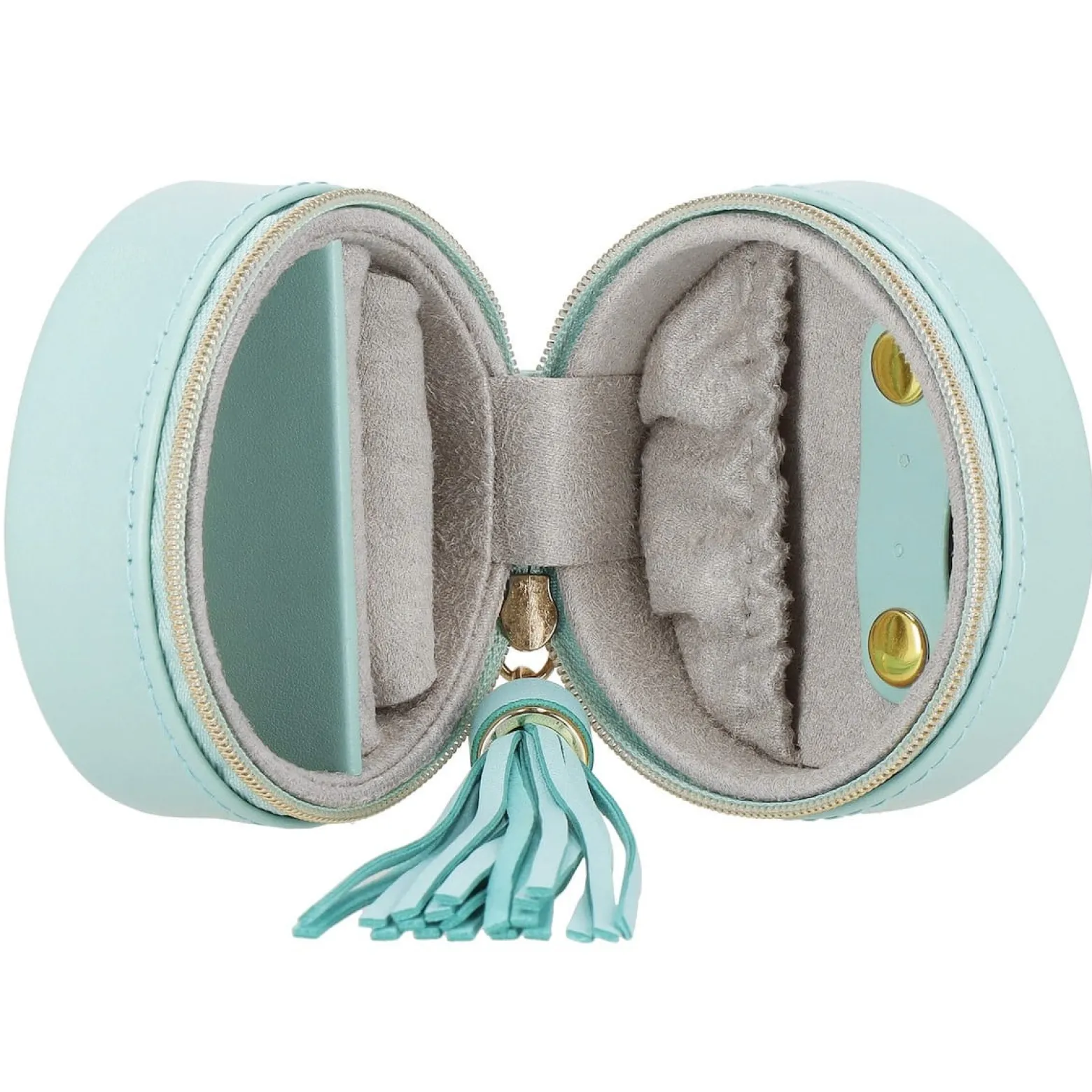 Szkatułka na biżuterię okrągła 8x5 cm miętowy organizer