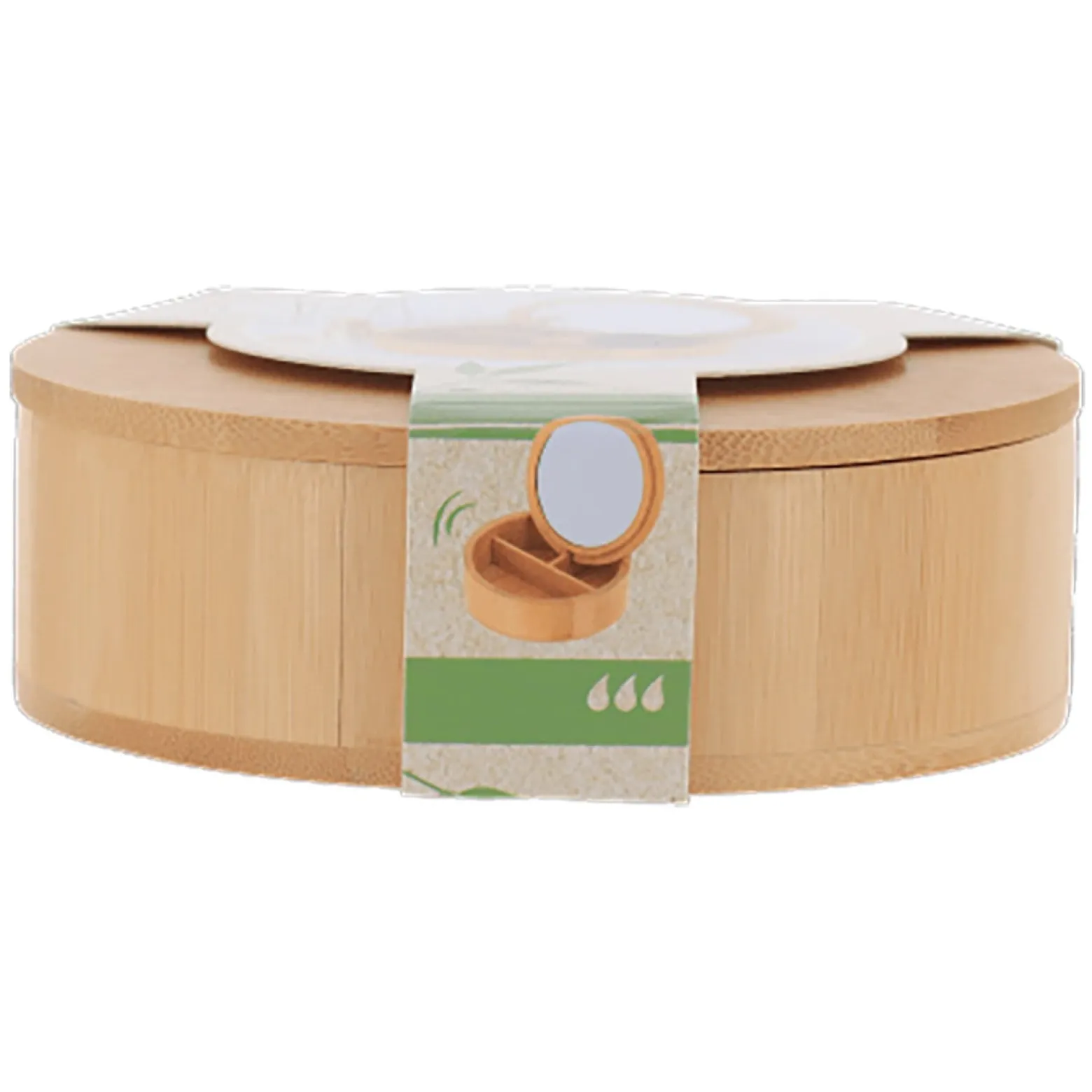 Szkatułka z lusterkiem Eco Box bambusowa beżowa kompaktowa