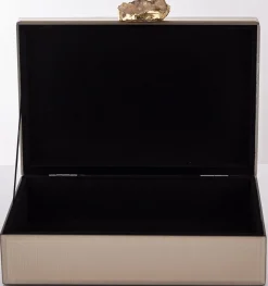 Szkatułka z MDFu z agatem 8x24x18,5 cm szampańska