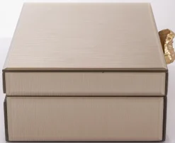 Szkatułka z MDFu z agatem 8x24x18,5 cm szampańska