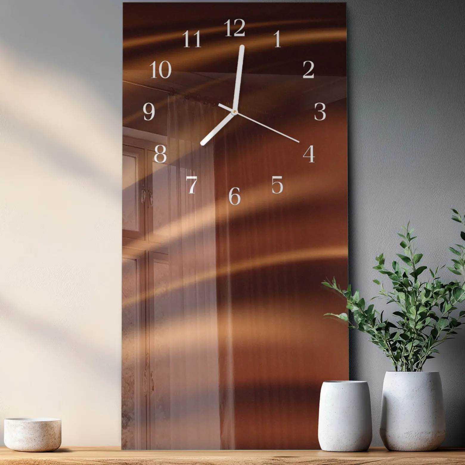 Szklany zegar 30x60 Wzór dekoracyjny do salonu