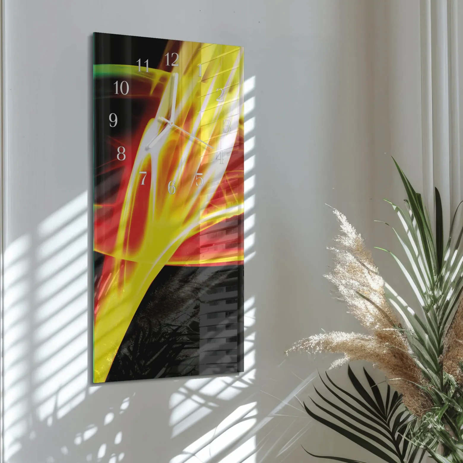 Szklany zegar 30x60 Abstrakcja zegar ścienny