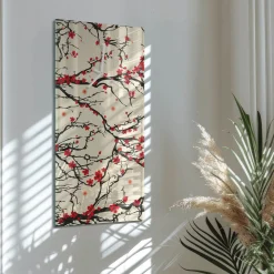 Szklany zegar 30x60 Kwiatowy wzór dekoracyjny na ścianę