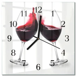 Szklany zegar 30x30 Wino dekoracyjny do salonu