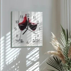Szklany zegar 30x30 Wino dekoracyjny do salonu