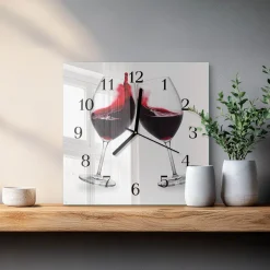 Szklany zegar 30x30 Wino dekoracyjny do salonu
