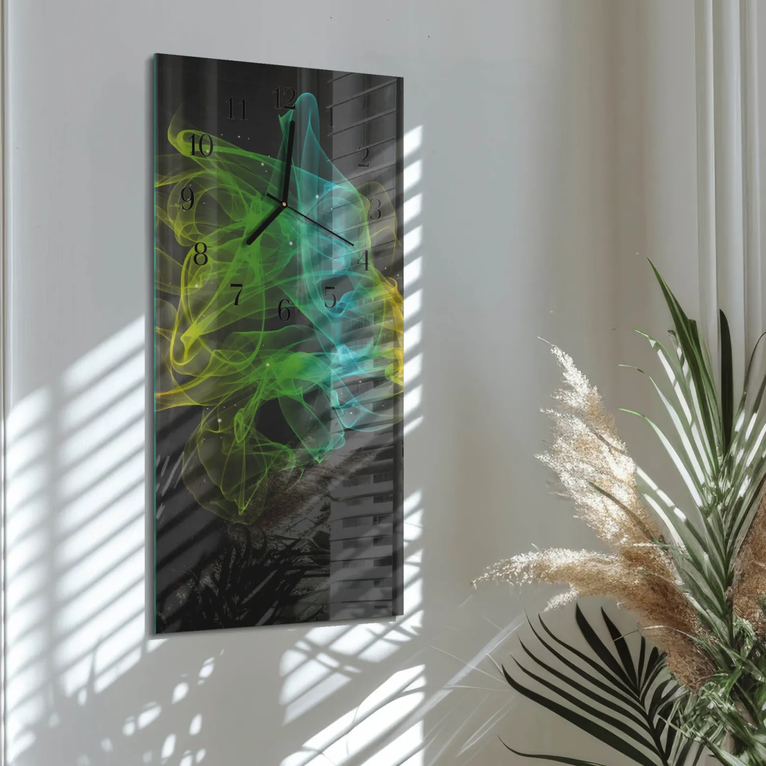Szklany zegar 30x60 Wzór dekoracyjny na ścianę