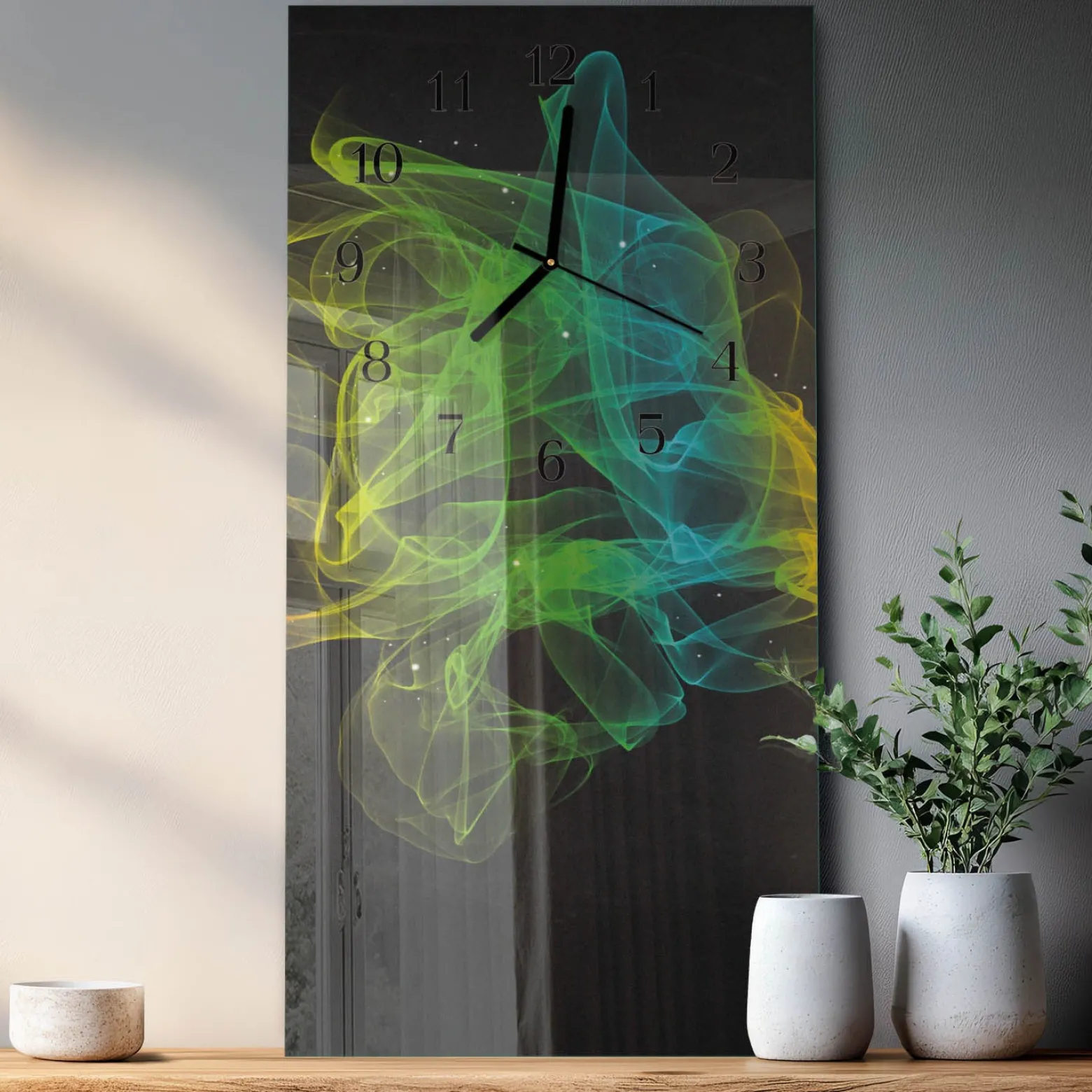 Szklany zegar 30x60 Wzór dekoracyjny na ścianę