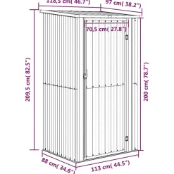 Szopa ogrodowa, zielona, 118,5x97x209,5 cm, stal galwanizowana