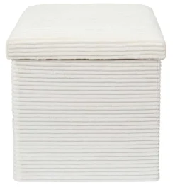 Sztruksowa pufa Boxy kremowa ze schowkiem 38x38x38 cm nowoczesna