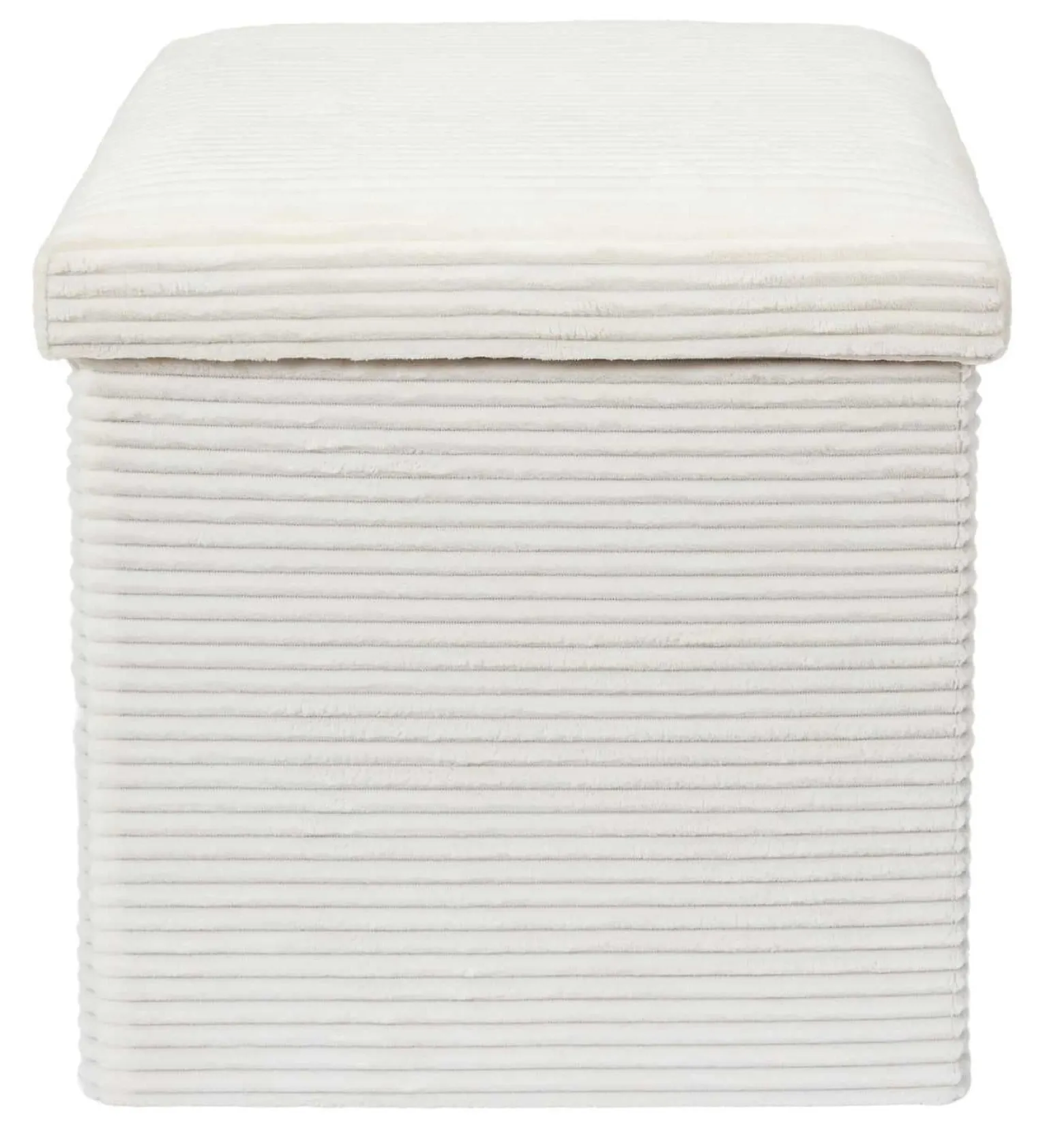 Sztruksowa pufa Boxy kremowa ze schowkiem 38x38x38 cm nowoczesna