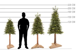 Sztuczna choinka na pniu 150 cm świerk naturalny ze stojakiem nowoczesny