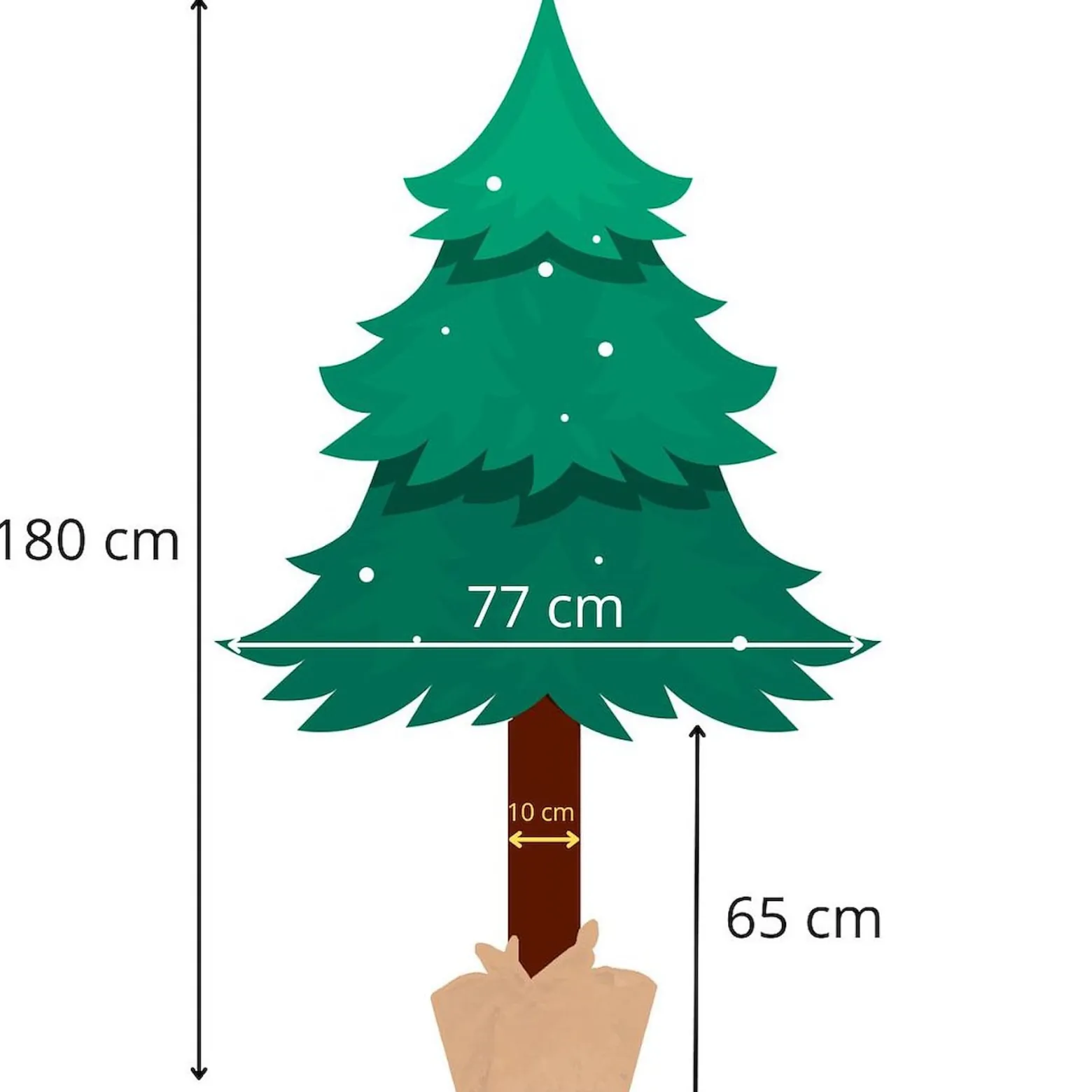 Sztuczna choinka na pniu 180 cm sosna jak żywa premium ze stojakiem i jutą
