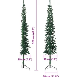 Sztuczna choinka połówka Zielony 120 cm vidaXL