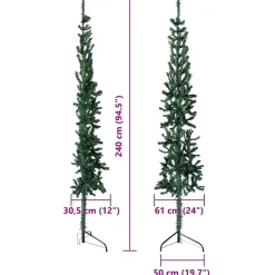 Sztuczna choinka połówka Zielony 240 cm vidaXL