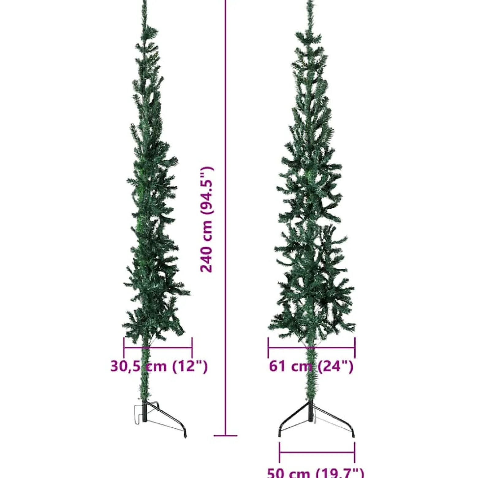 Sztuczna choinka połówka Zielony 240 cm vidaXL