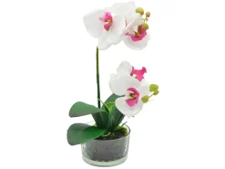 Sztuczna orchidea w doniczce 33 cm biała