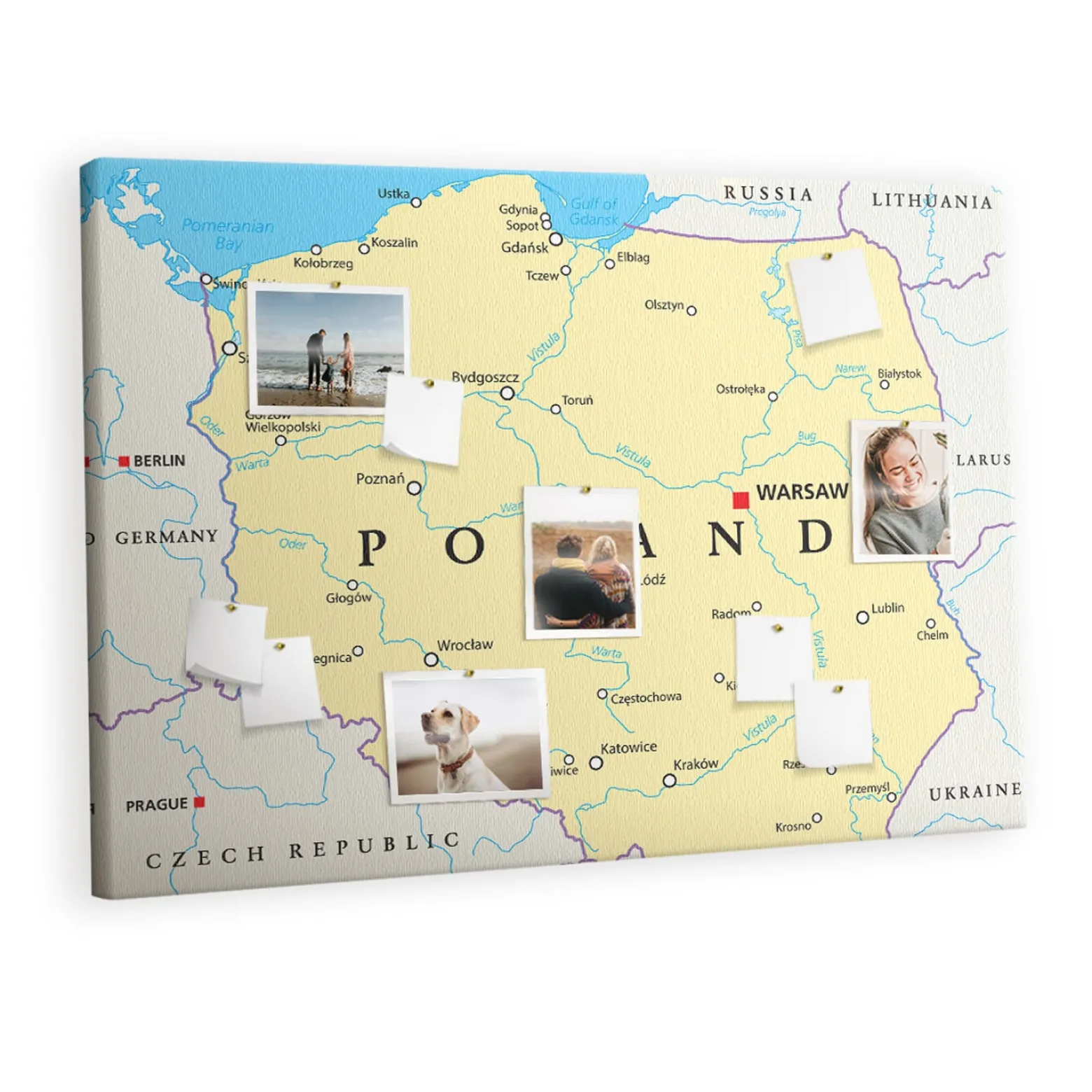 Tablica korkowa z nadrukiem dekoracyjna + pinezki Polska