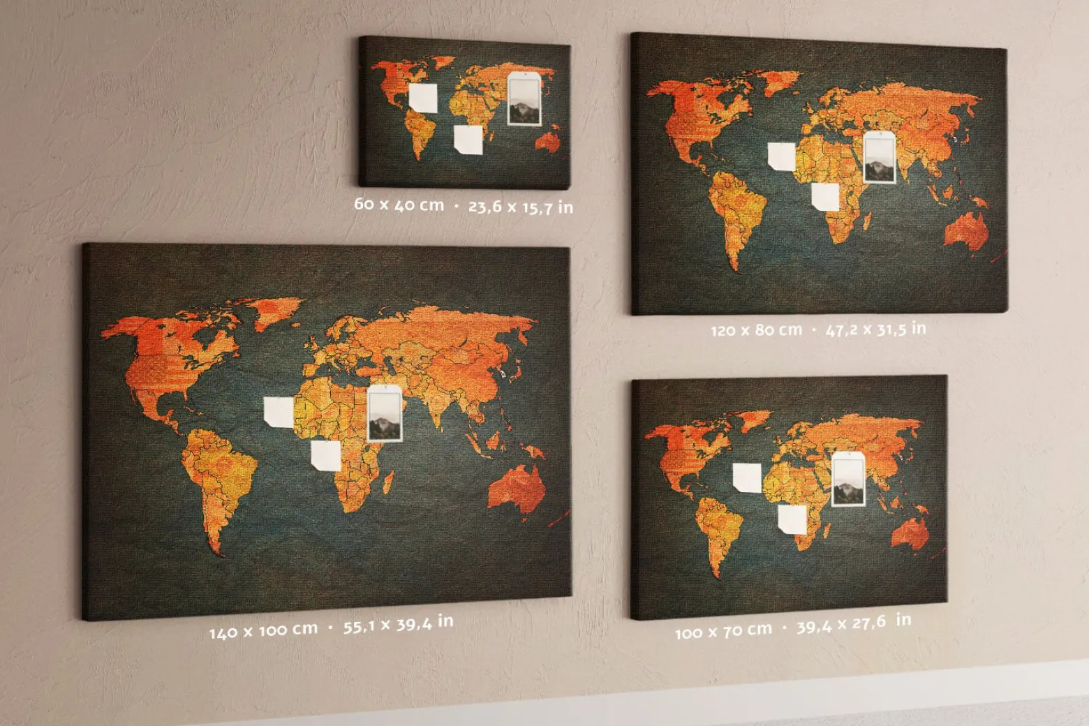 Tablica korkowa z nadrukiem do szkoły + pinezki Mapa świata