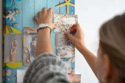 Tablica korkowa dekoracyjna nadruk Szare linie + pinezki