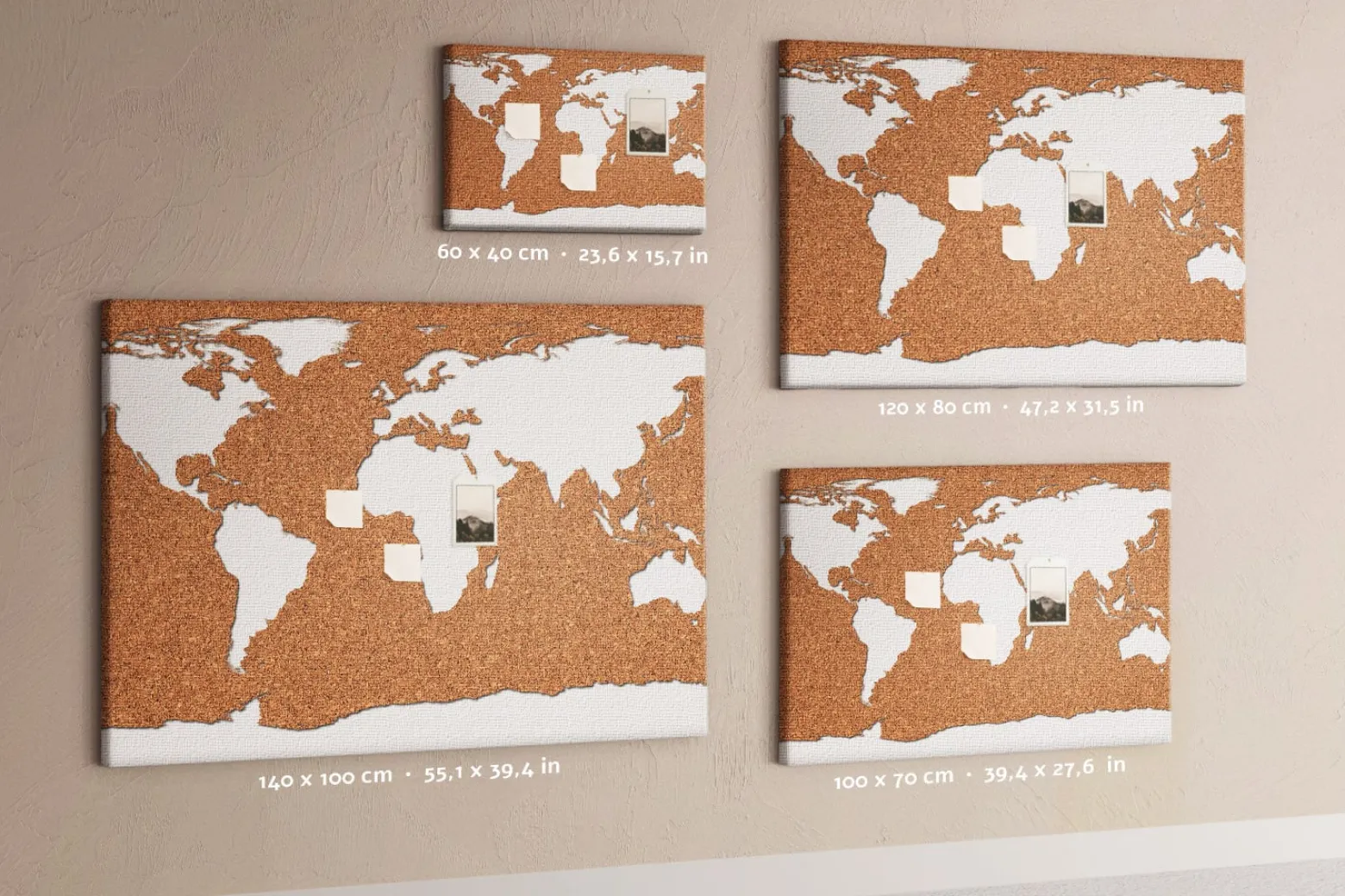 Tablica korkowa 60x40 cm dekoracyjna + pinezki Mapa