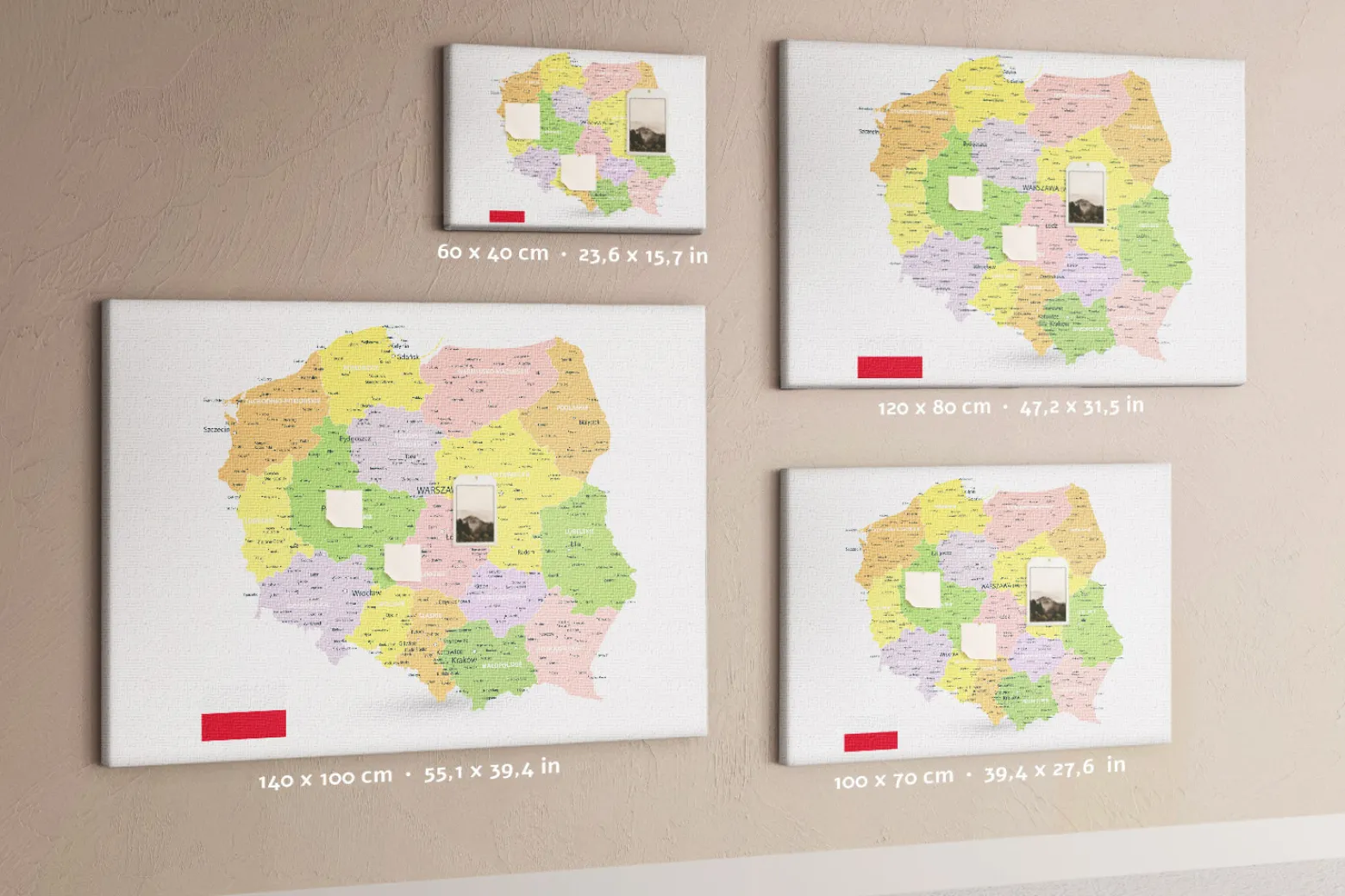 Tablica korkowa 100x70 cm do pokoju dziecka + pinezki Mapa