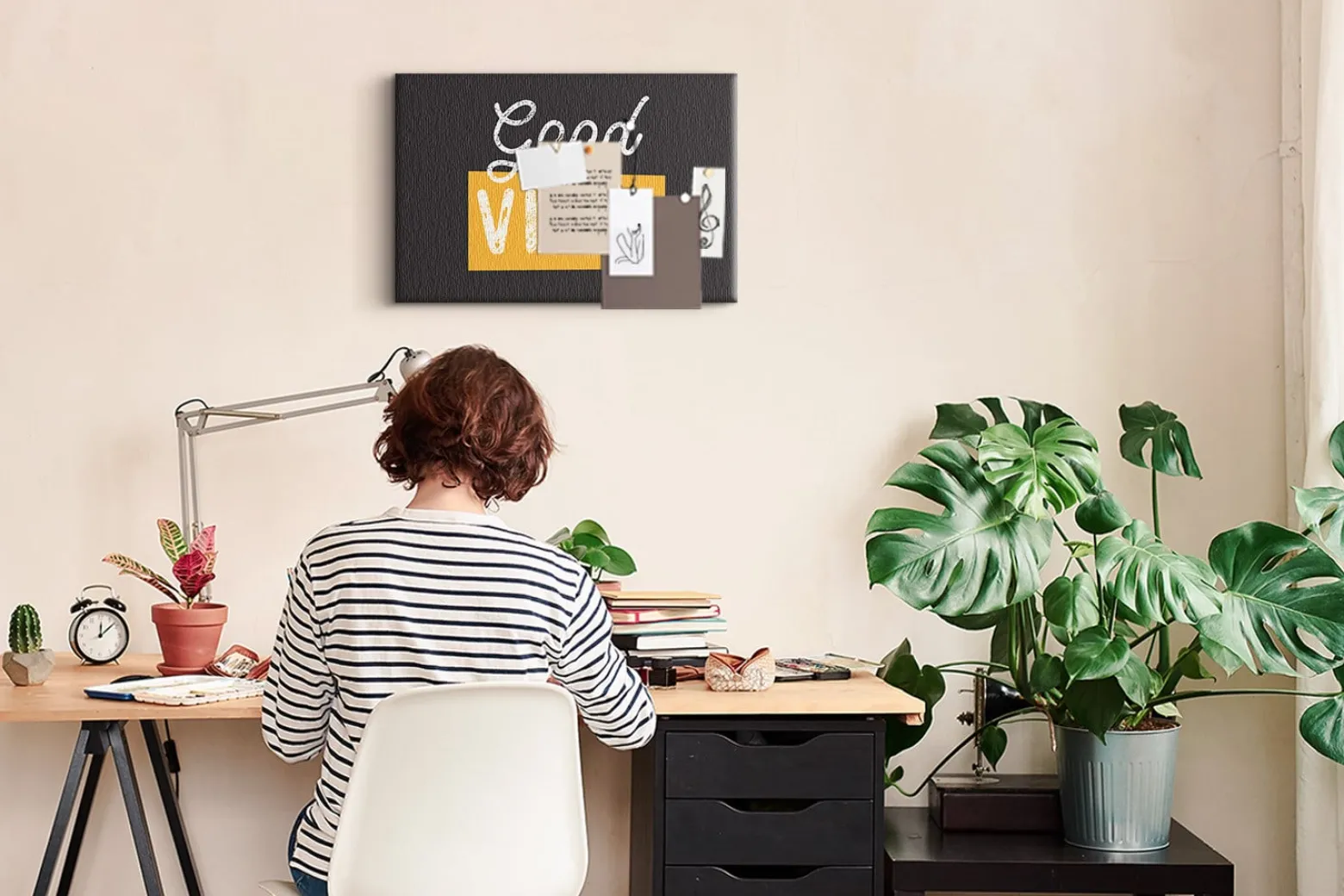 Tablica korkowa 60x40 cm do przedpokoju + pinezki Cytat