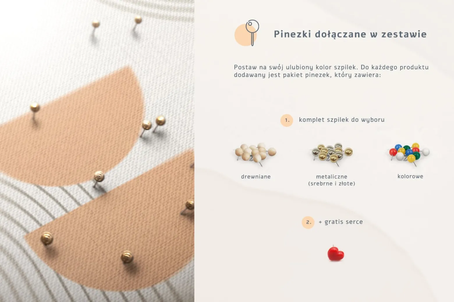Tablica korkowa z nadrukiem do biura + pinezki Organizer