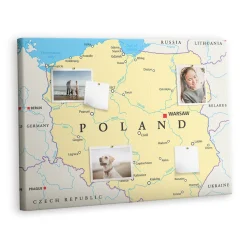 Tablica korkowa z nadrukiem dekoracyjna + pinezki Polska