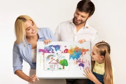Tablica korkowa z nadrukiem planer + pinezki Mapa świata