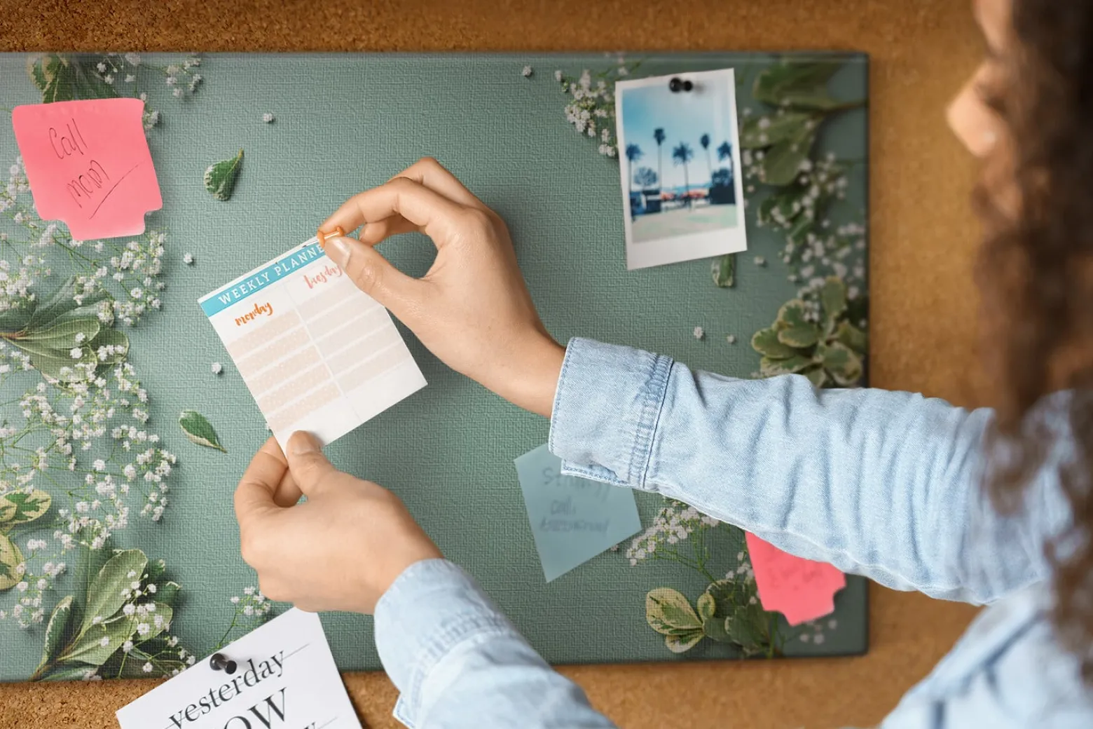 Tablica korkowa z nadrukiem planer + pinezki Organizer