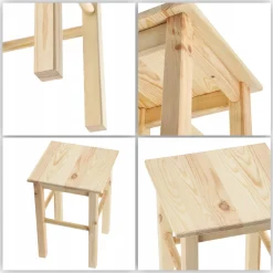 Taboret Drewniany Kuchenny Stołek Solidny 43,5 cm