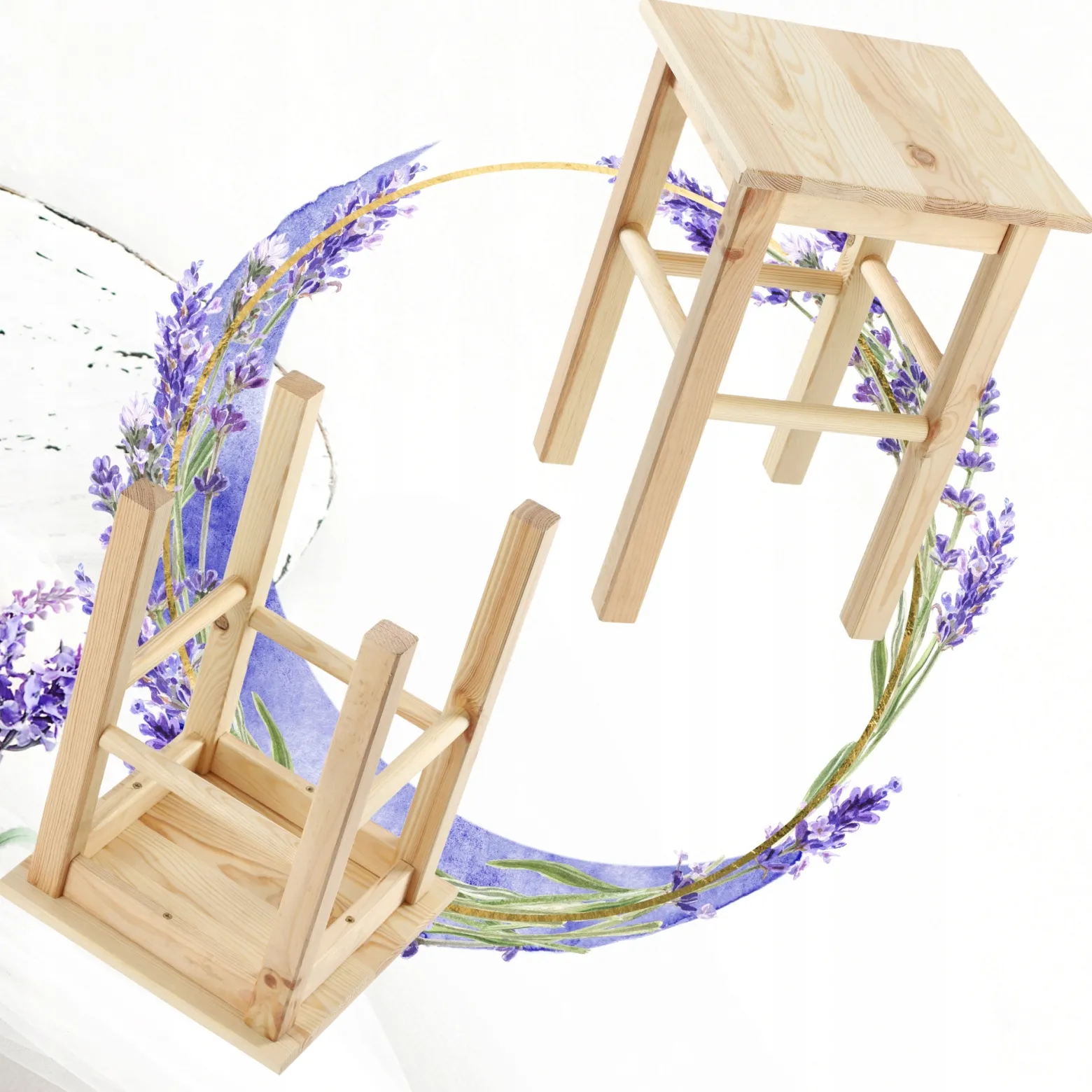 Taboret Drewniany Kuchenny Stołek Solidny 43,5 cm