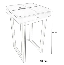 Taboret SOLID tkanina Welur stelaż metalowy STOŁEK LOFT