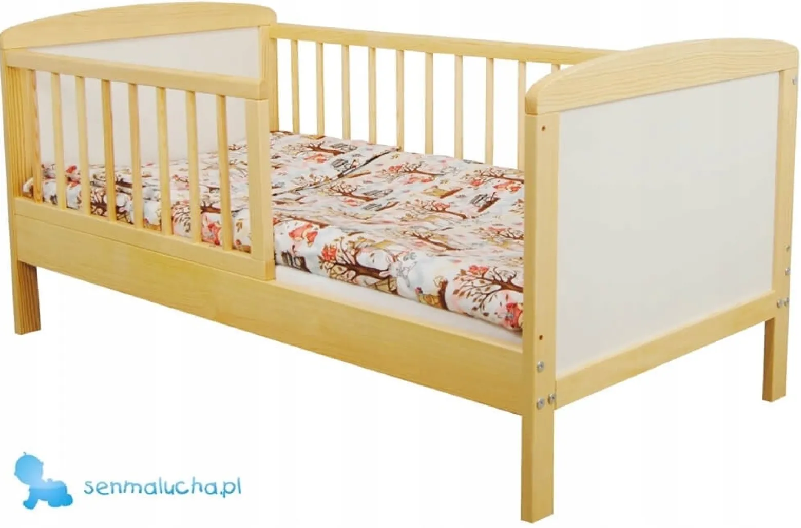Tapczanik łóżeczko Bartek 120x60 sosna/biały łóżko sosnowe przedszkolaka
