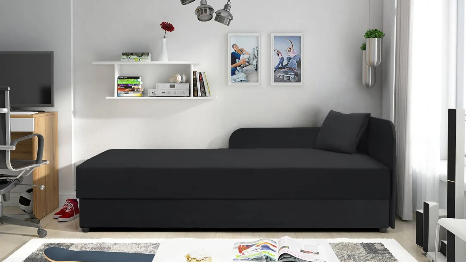 Tapczan Polo 90x200 dla nastolatka Kronos 07 prawy