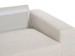 Tapicerowana sofa narożna z poduchami beżowa