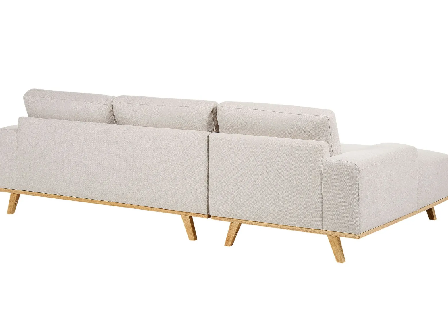 Tapicerowana sofa narożna z poduchami beżowa