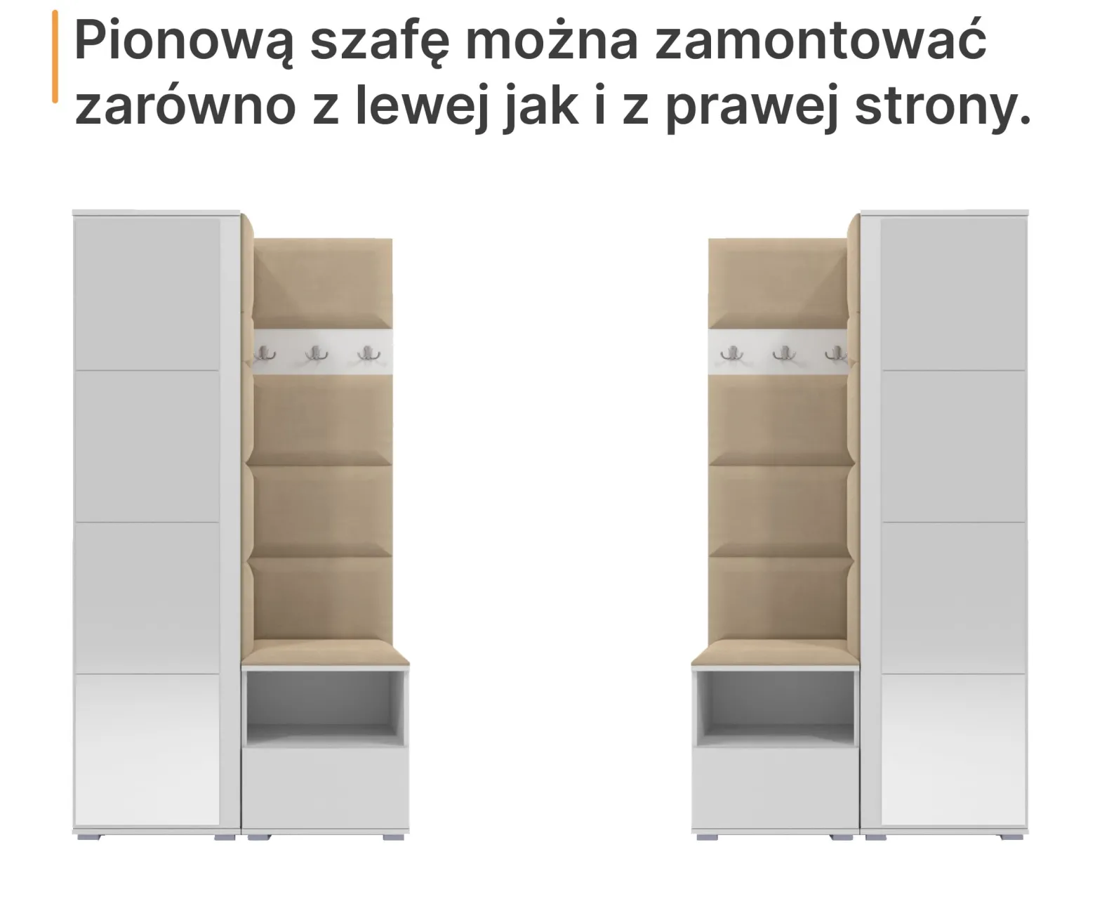 Tapicerowana garderoba Nela I z lustrem - kolor dąb artisan
