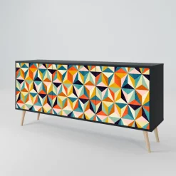 TESSELATE TREASURES Komoda 3 drzwi Czarna-Bukowa skośna