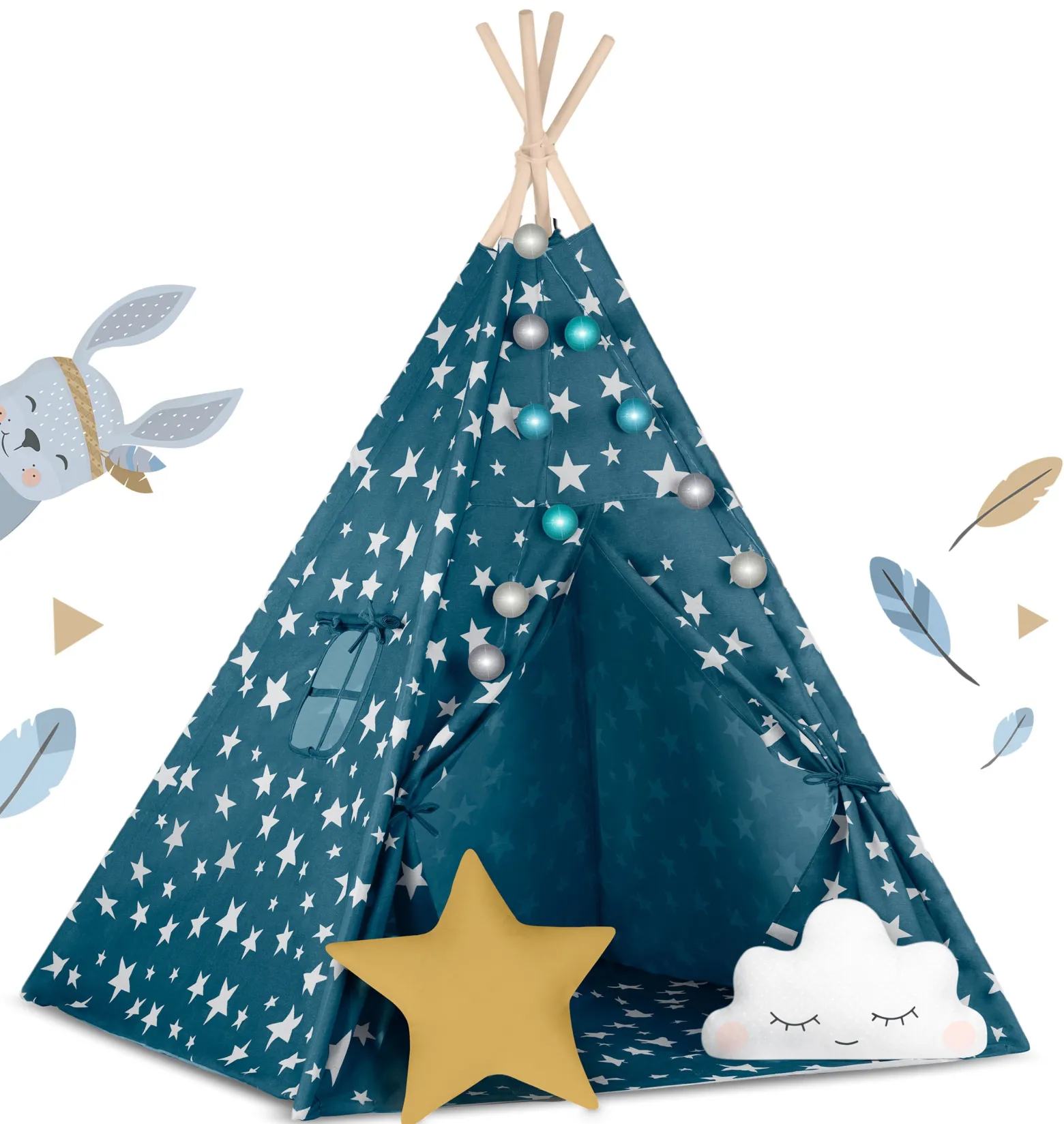Tipi namiot dla dzieci teepee lampki pokrowiec Nukido