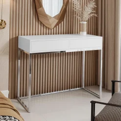 Toaletka CUBIC 100 chromowana z białym blatem - industrial design