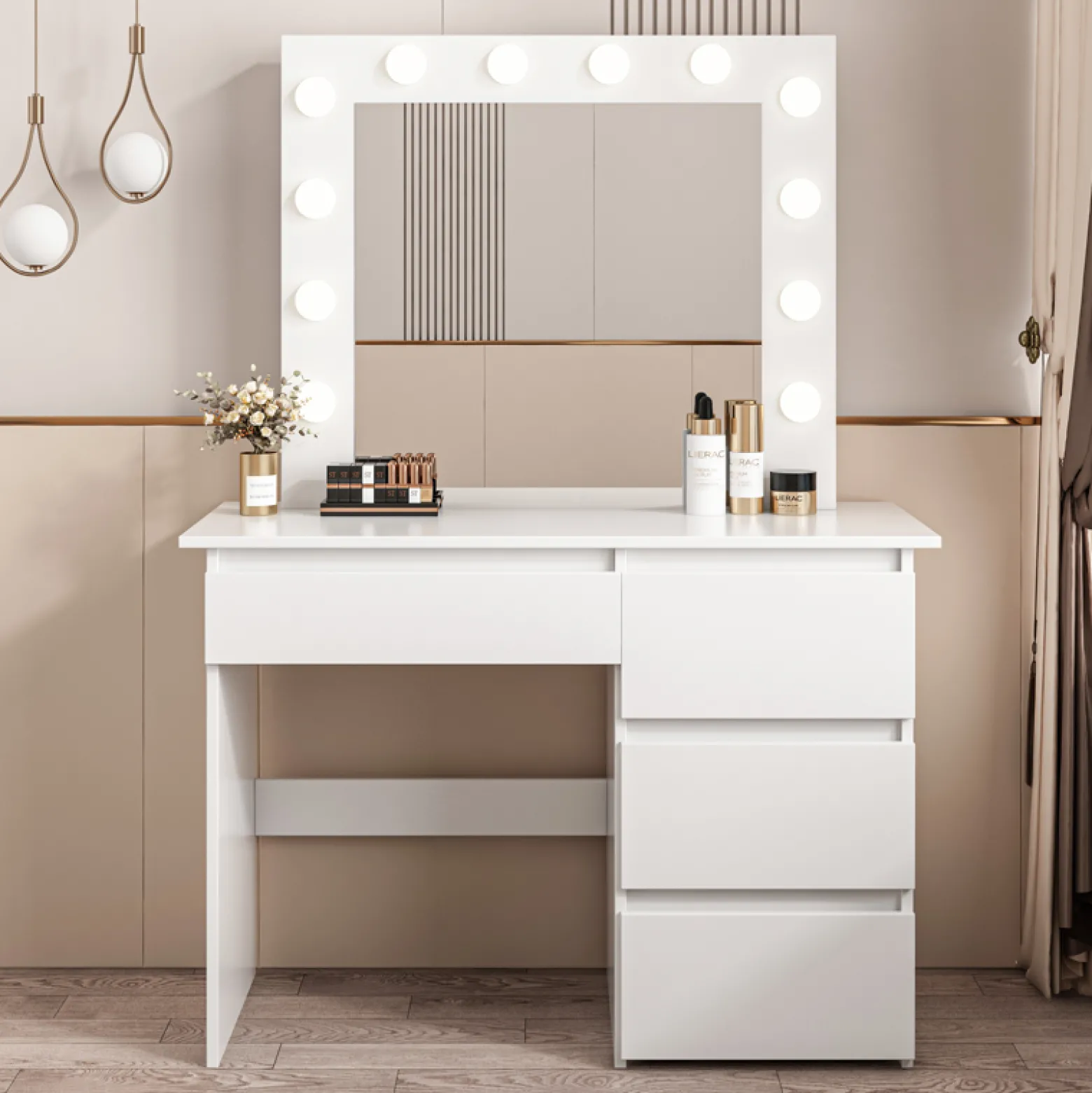 Toaletka do makijażu wizażu kosmetyczna z lustrem led 90 cm