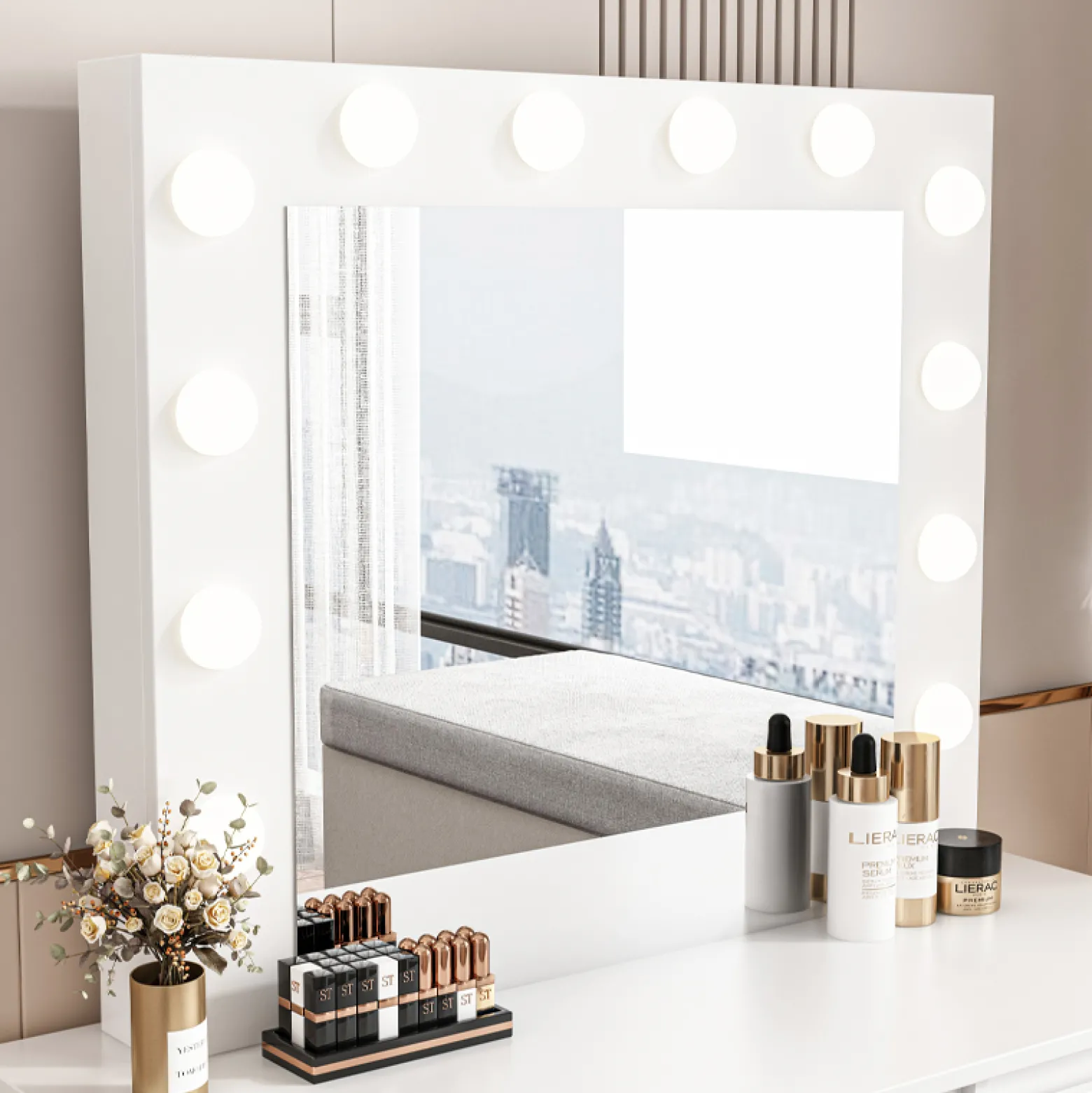 Toaletka do makijażu wizażu kosmetyczna z lustrem led 90 cm